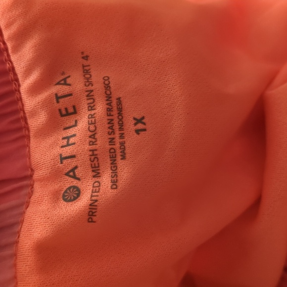 Athleta Printed Mesh Racerrun 4" Women's Athletic Shorts Abstract Pink Orange 1X - Picture 3 of 6